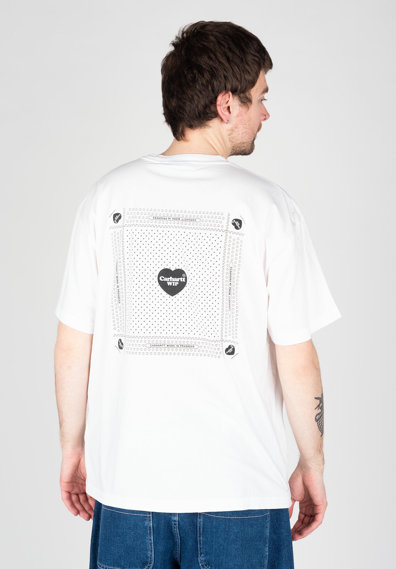 Heart Bandana Carhartt WIP T Shirt in white blackstonewashed for Men TITUS