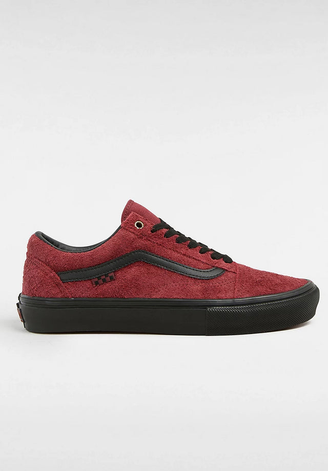 Old Skool SKATE hairysuedeblack-burgundy Vorderansicht