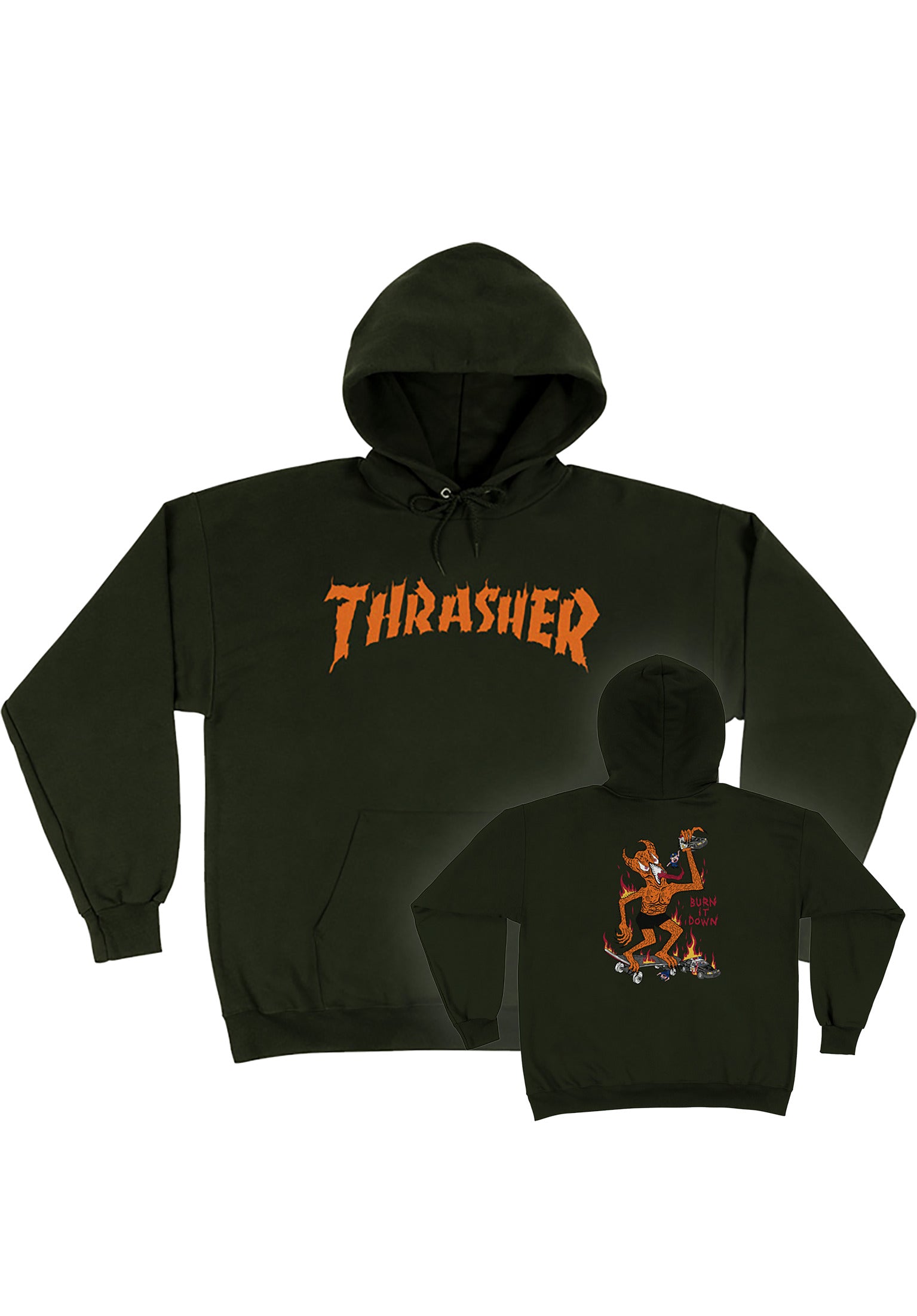 Green thrasher hoodie flame best sale