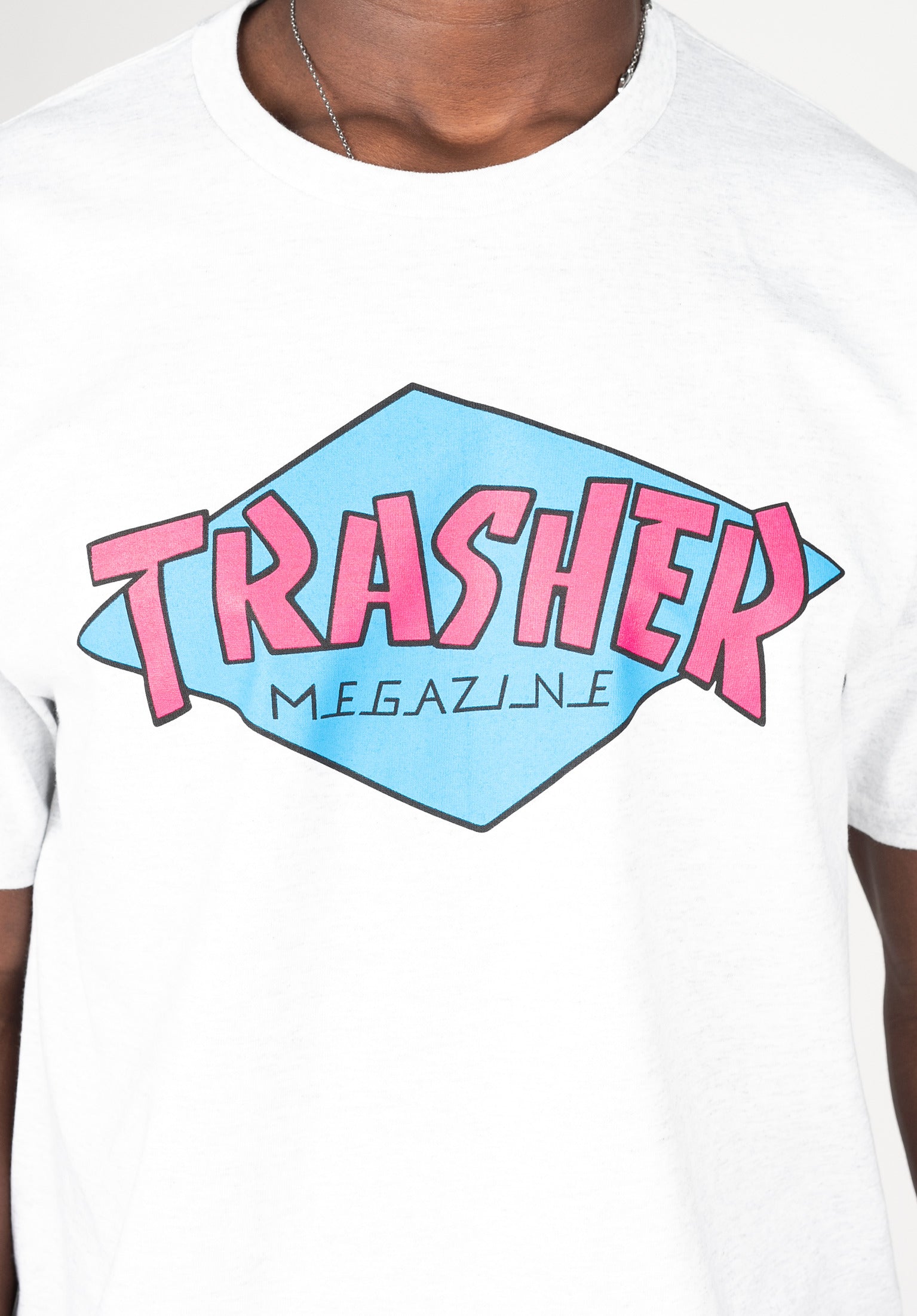 Pink and shop white thrasher shirt