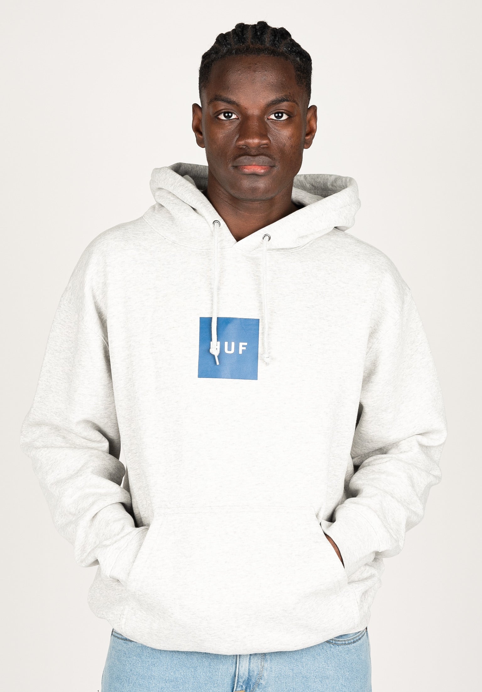 Box Logo HUF Hoodie in heathergrey for Men TITUS