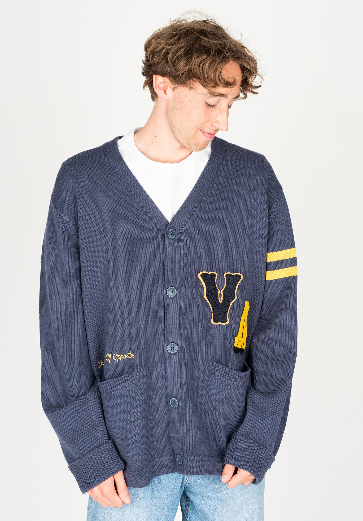 Varsity Cardigan Sweater RVCA Cardigan in moodyblue for Men – TITUS