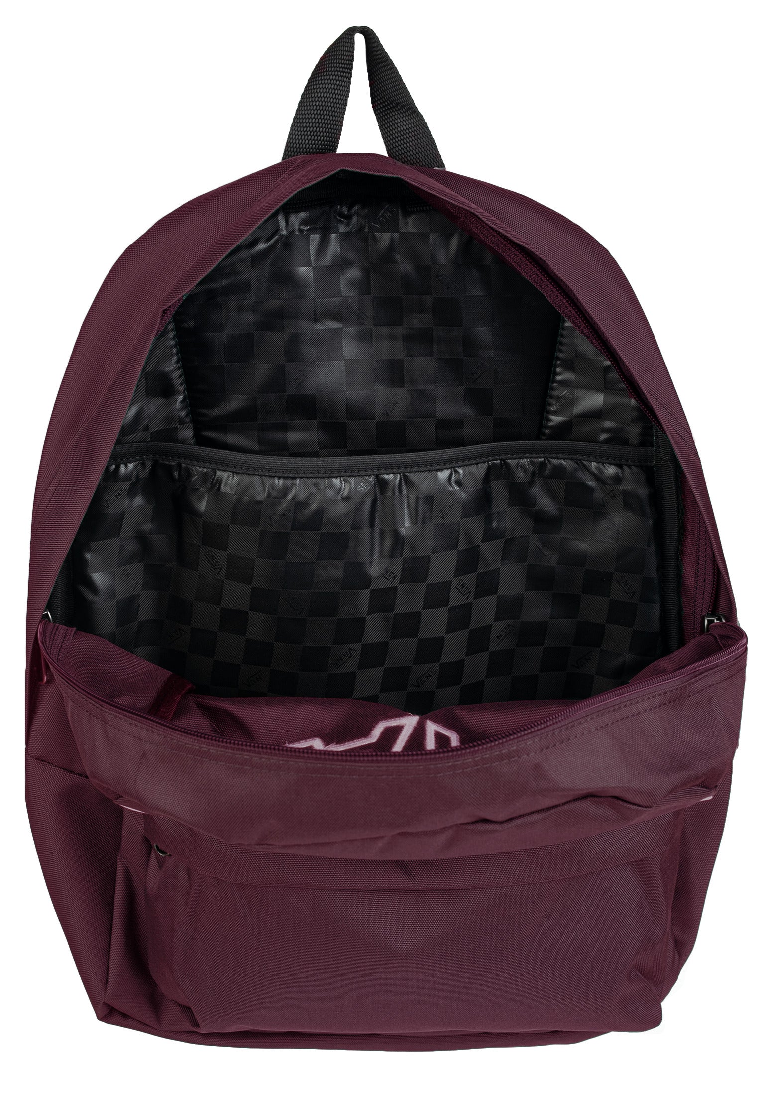 Burgundy backpack vans on sale