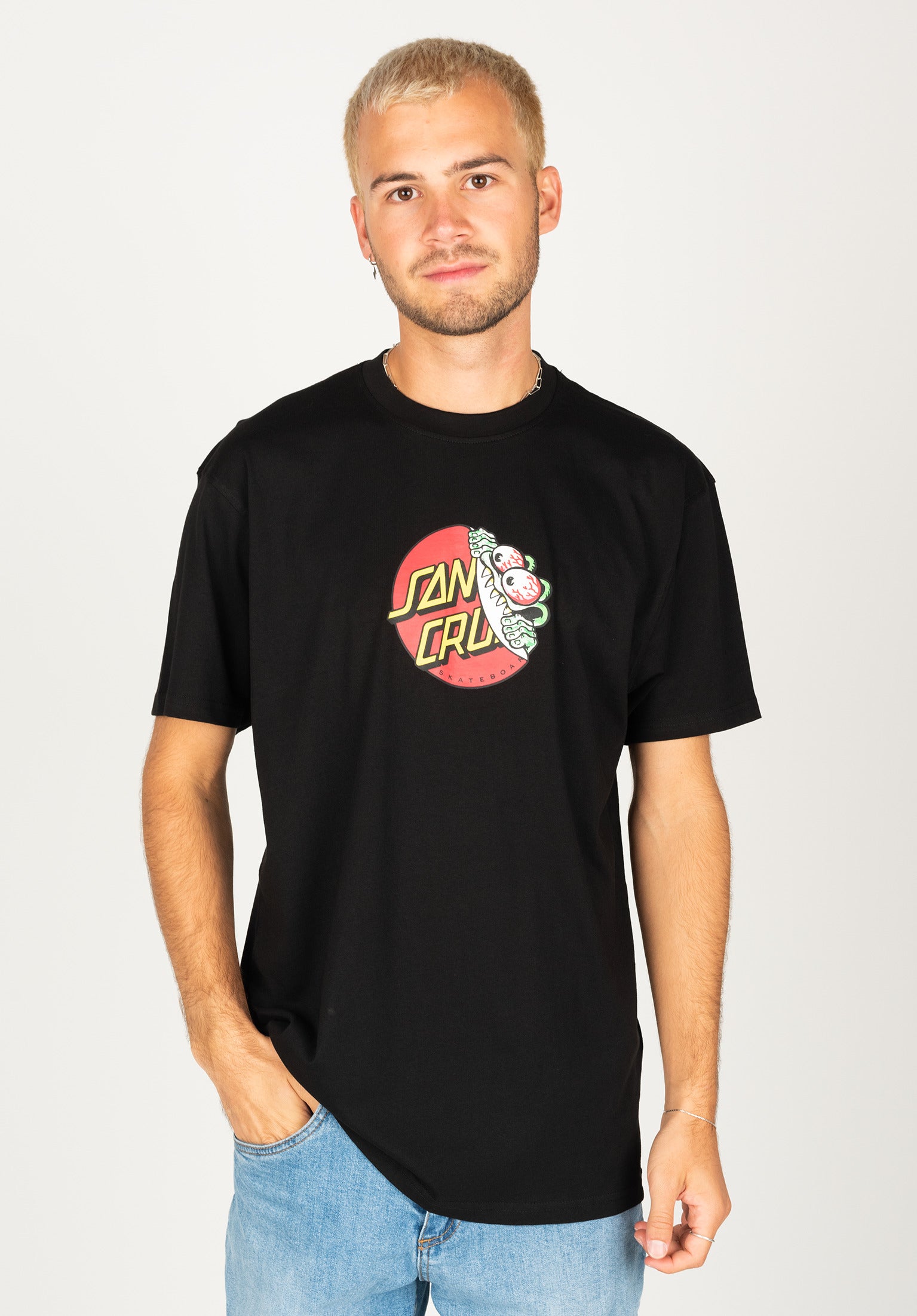 Beware Dot Front Santa Cruz T Shirt in black for Men TITUS