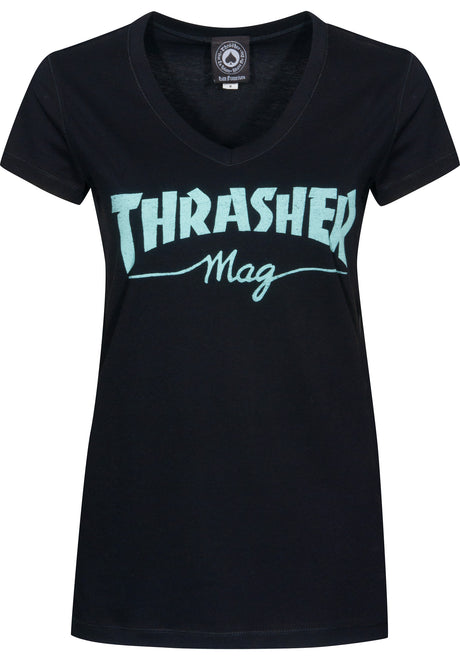 Mag Logo Girls V-Neck black Vorderansicht