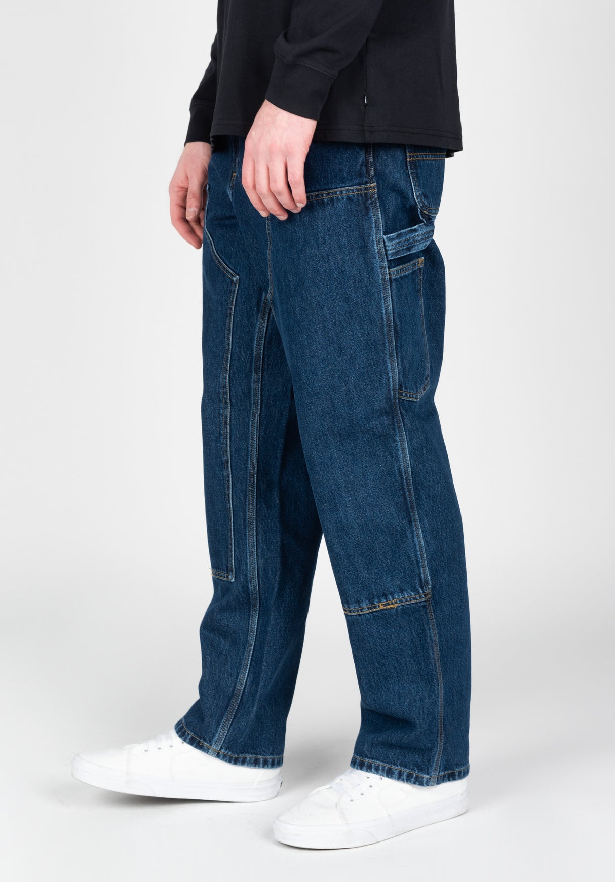 Double Knee Pant Denim bluestonewashed Rückenansicht