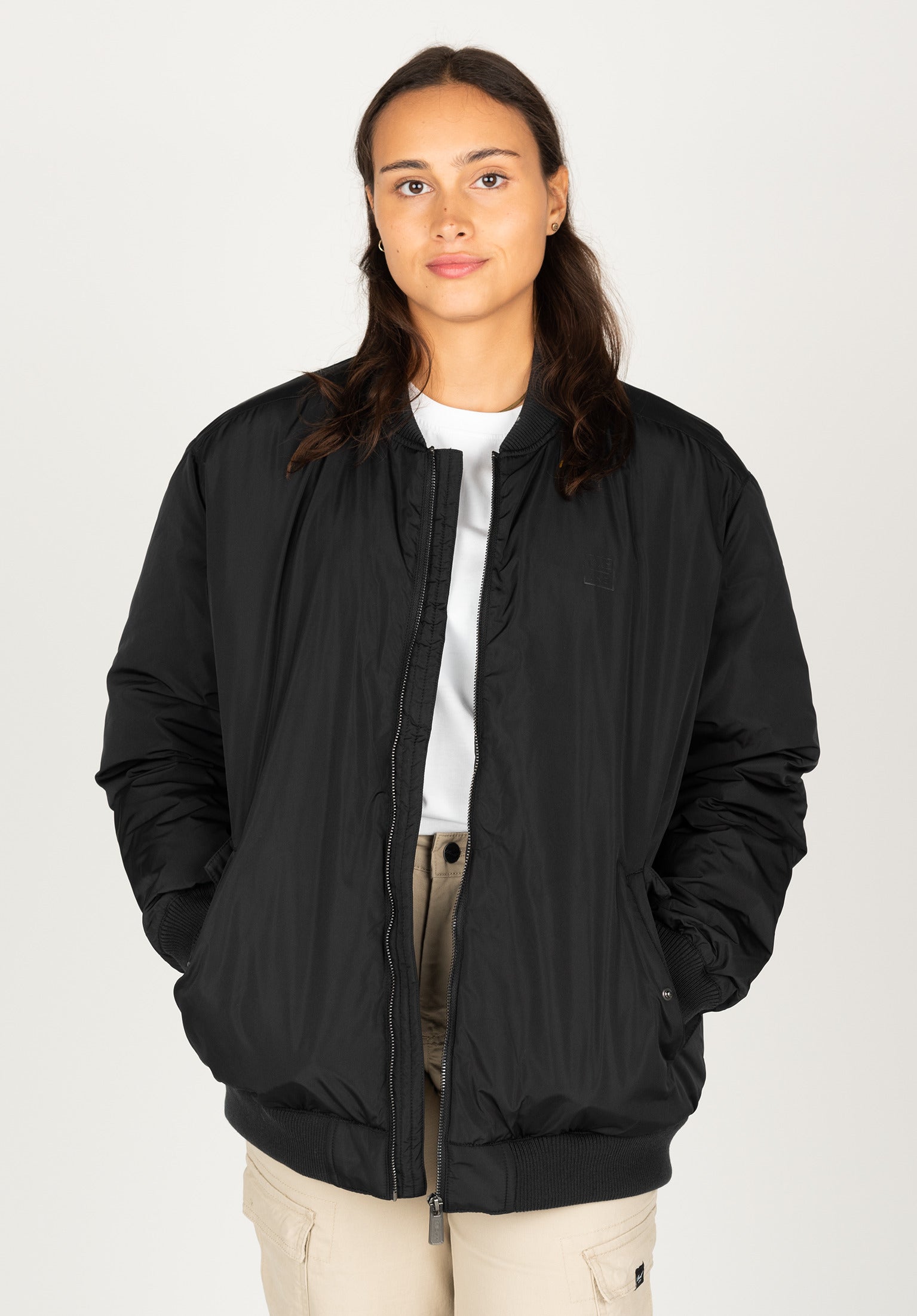 Black winter bomber jacket womens hotsell