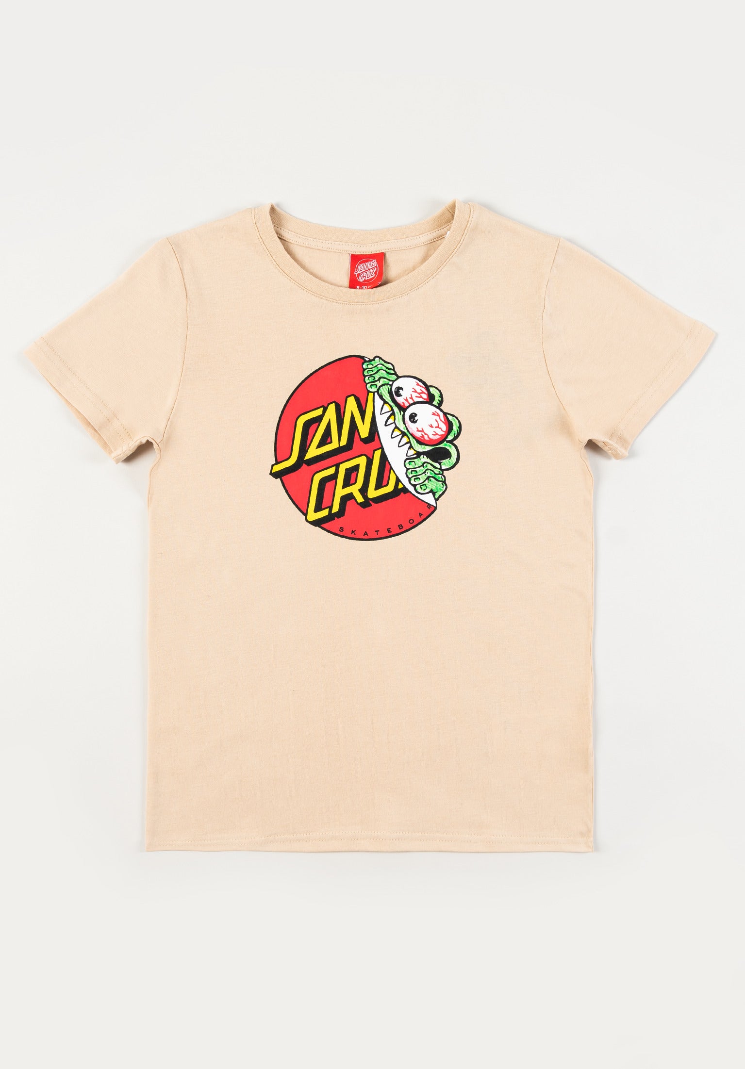 Youth Beware Dot Front Santa Cruz T Shirt in oat for Kids TITUS