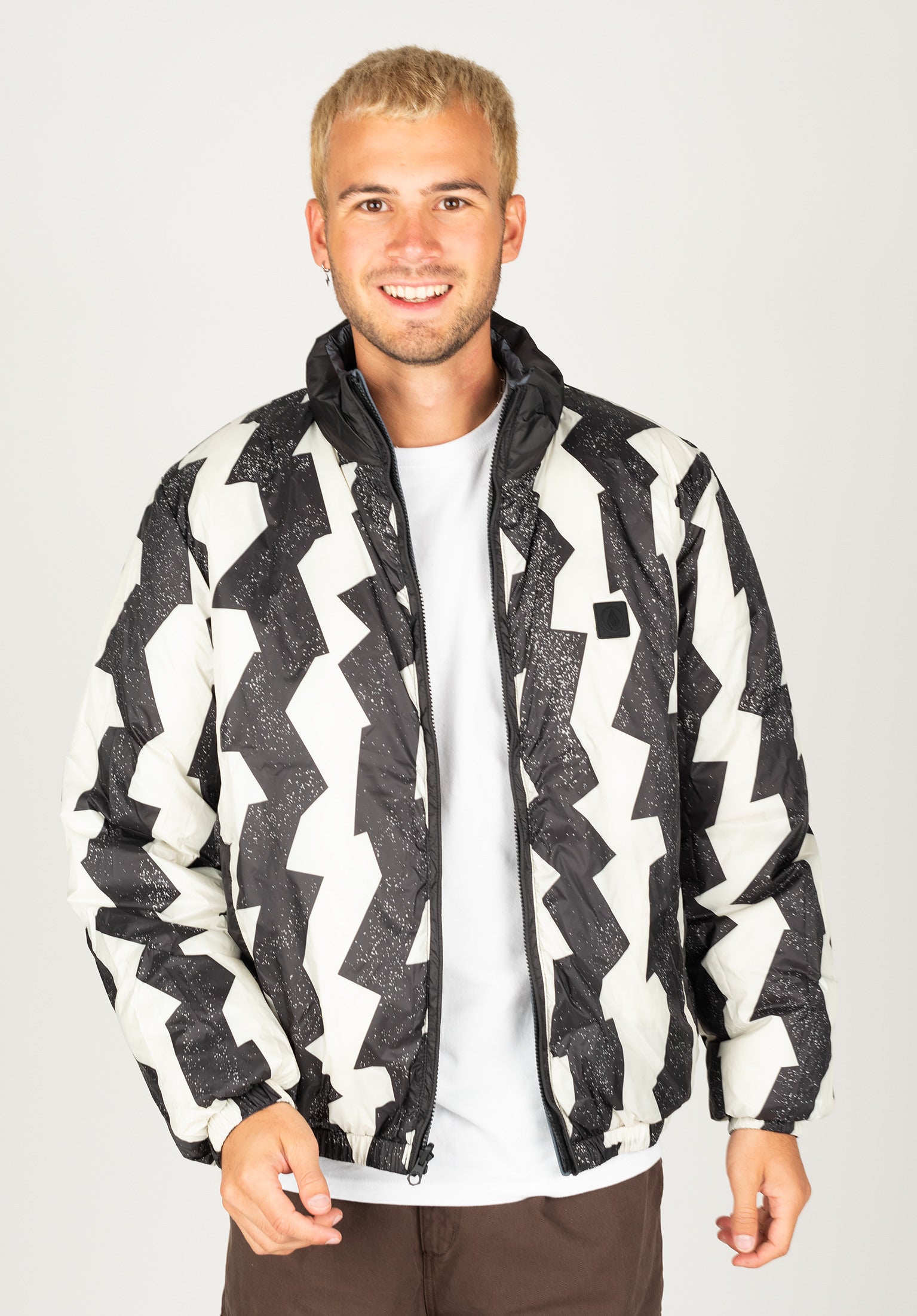 Checkered puffer coat hotsell