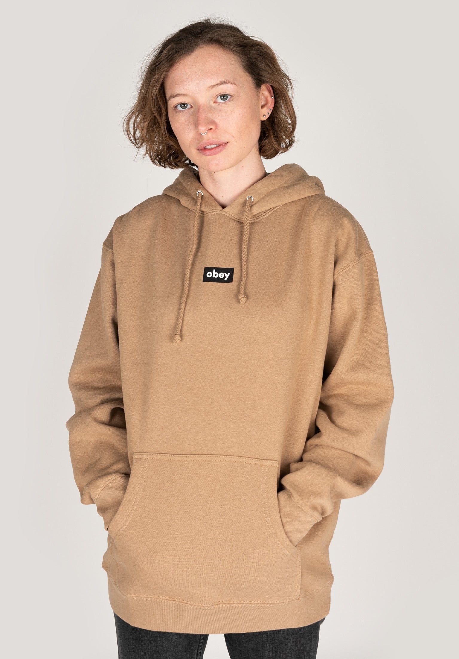 Obey brown hoodie sale