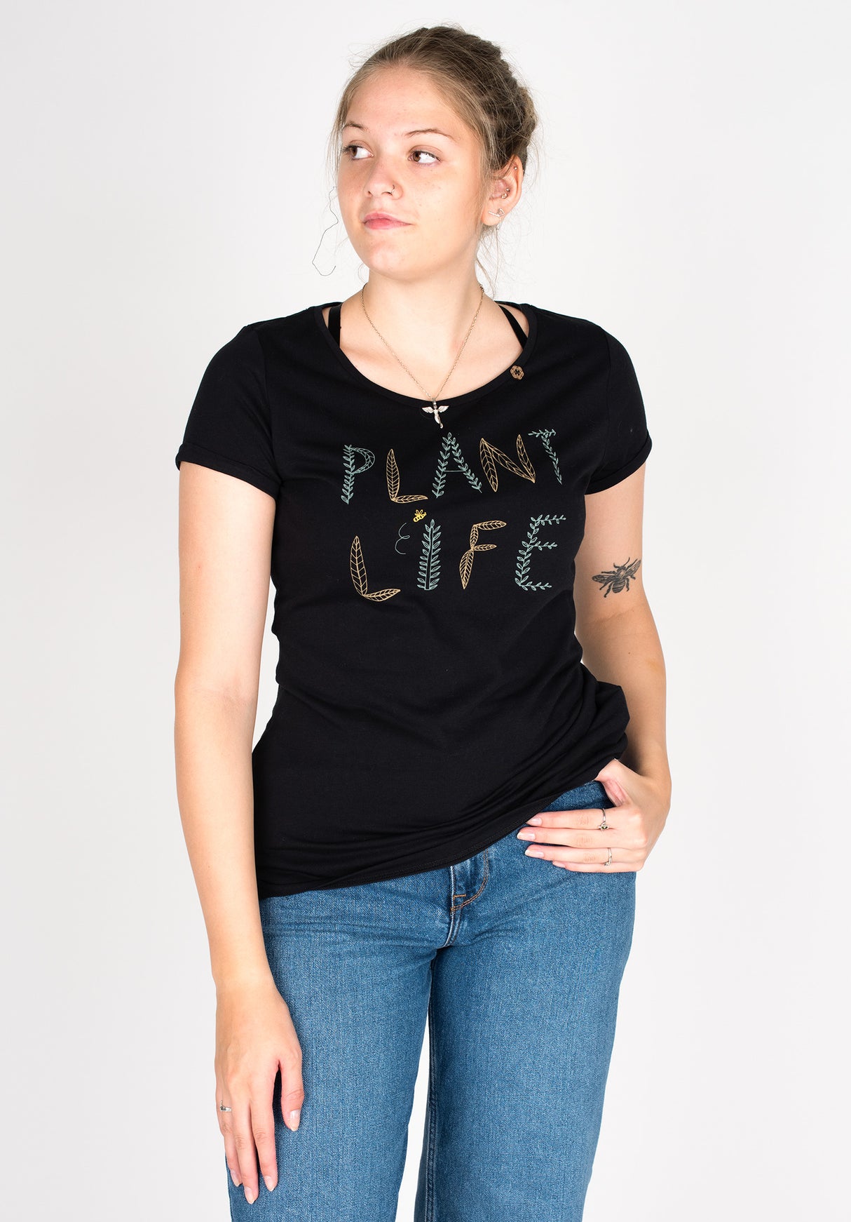 Florah Print Organic black 323 T-Shirt Ragwear for – in TITUS Gots Women