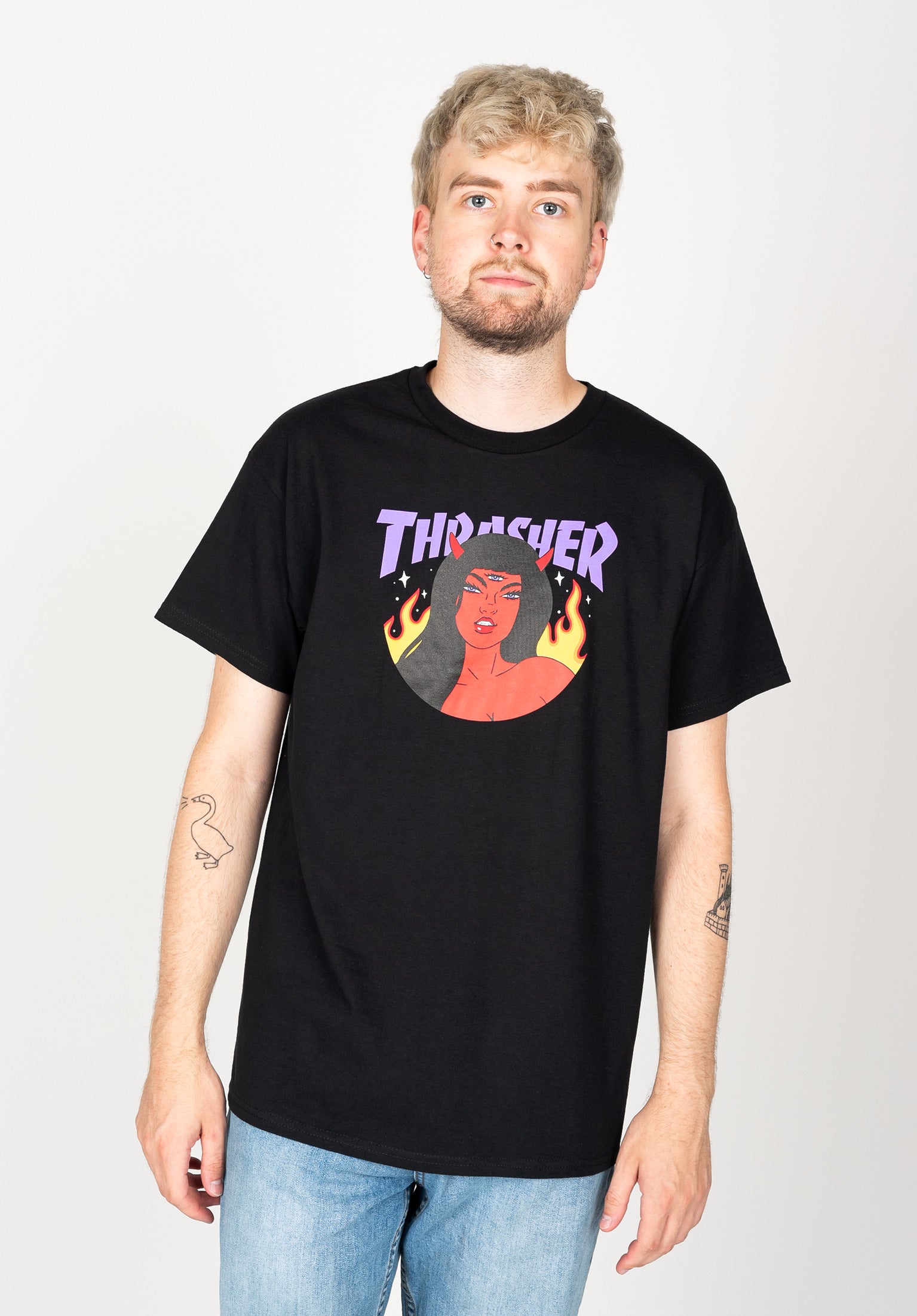 Roja Logo Thrasher T Shirt in black for Men TITUS