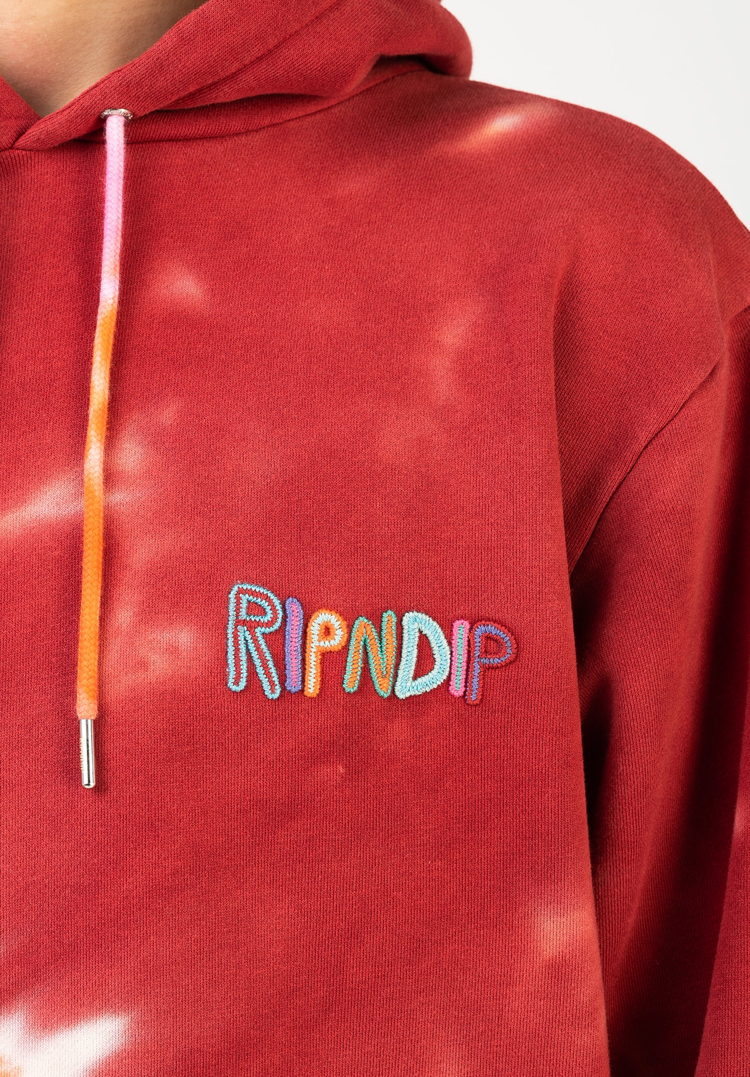 OG Prisma Embroidered Rip N Dip Hoodie in red-tiedye for Men – TITUS