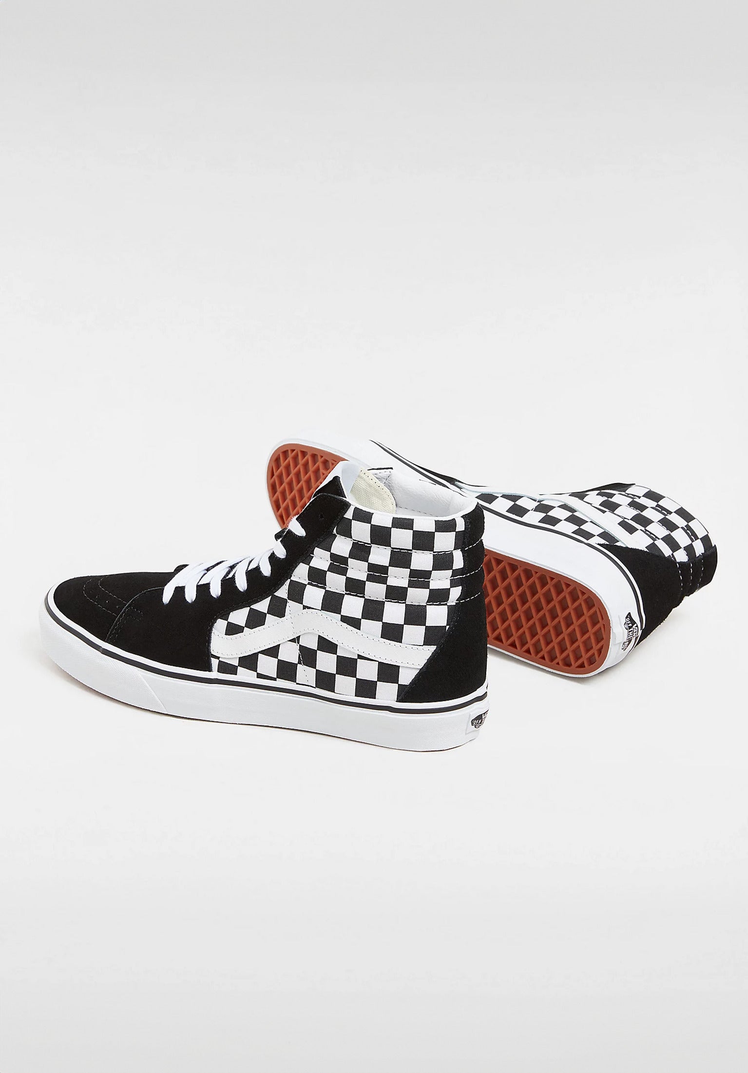 Black checkered vans high tops best sale