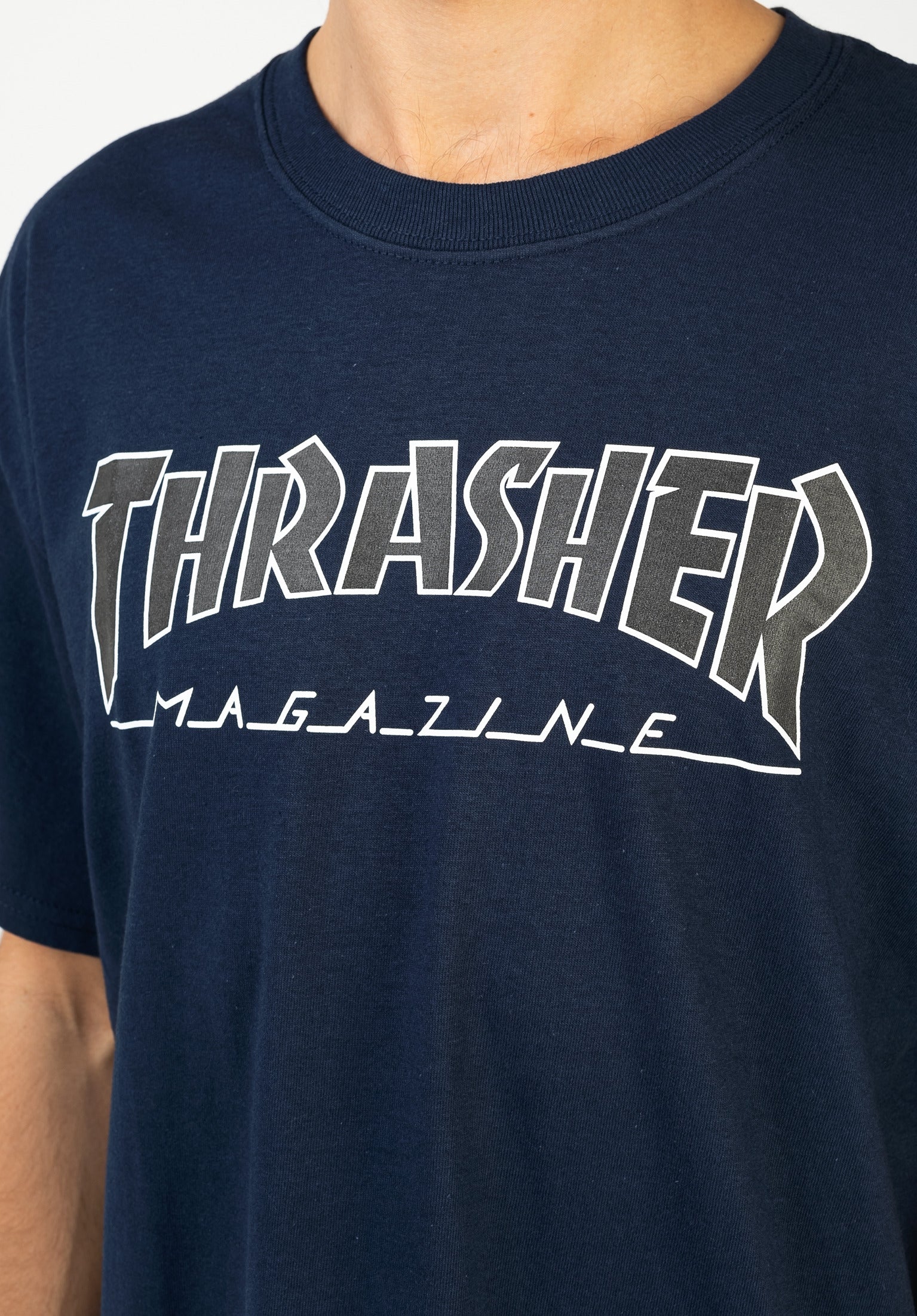 Black and shop blue thrasher shirt