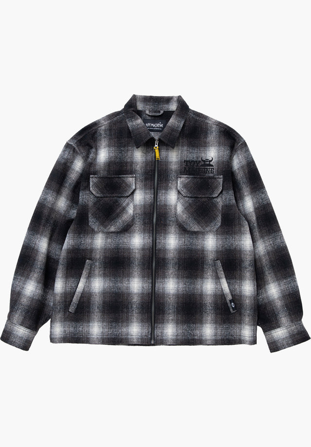 Sect Eye Patch Plaid Check Zip Shacket black Vorderansicht