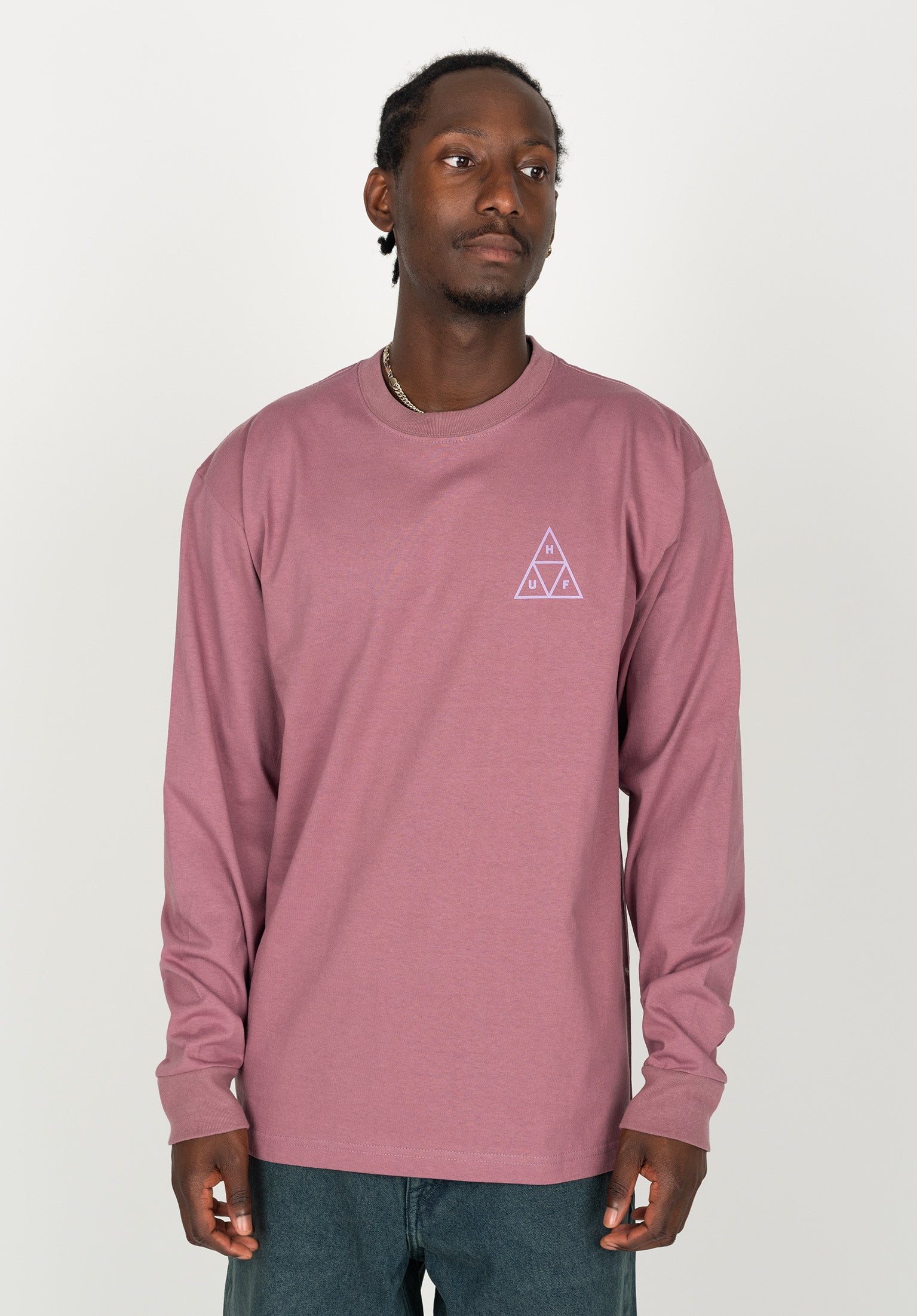 Set Triple Triangle HUF Longsleeve in mauve voor Heren TITUS